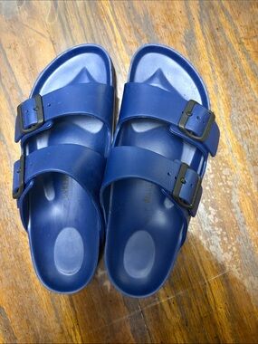 Birkenstock Blue Double-Buckle Slide Sandals